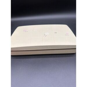 Vintage Farrington Jewelry Box Cream Texol Floral Red Velvet Lining MCM USA